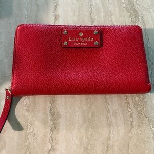 Kate Spade Red Zip Around Leather Wallet